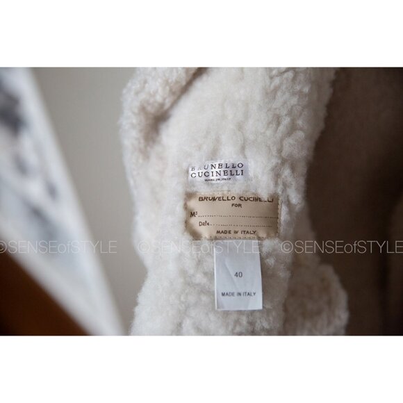 Brunello Cucinelli Women's Vest Fur Jacket Shearling Moto Leather Size 40 S - Picture 4 of 8